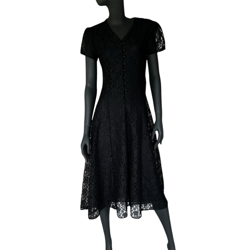 Vintage Lace Fit & Flare Dress Button-Down Dark Romantic Goth Witchcore Corset - Picture 4 of 12